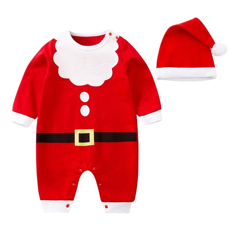 Christmas Long Sleeve Baby Jumpsuit & Hat Set - Baby Bubble Store